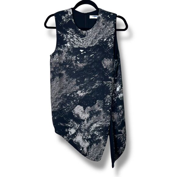 Aritzia Babaton Hopkins Black Marble Print Sleeveless Functional Tie Blouse - Picture 2 of 11